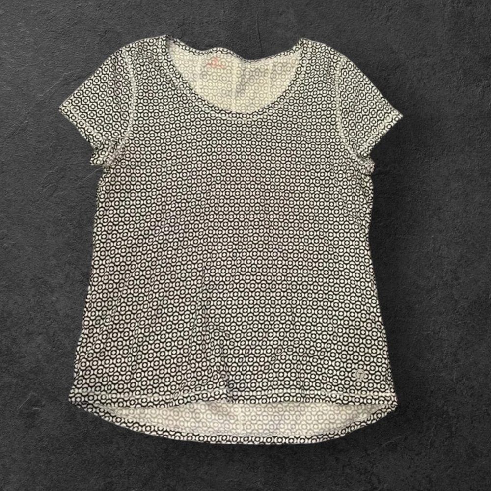 TALBOTS WOMENS TOP SHIRT WHITE BLACK TSHIRT SHIRTS SUMMER SPRING FALL SIZE L